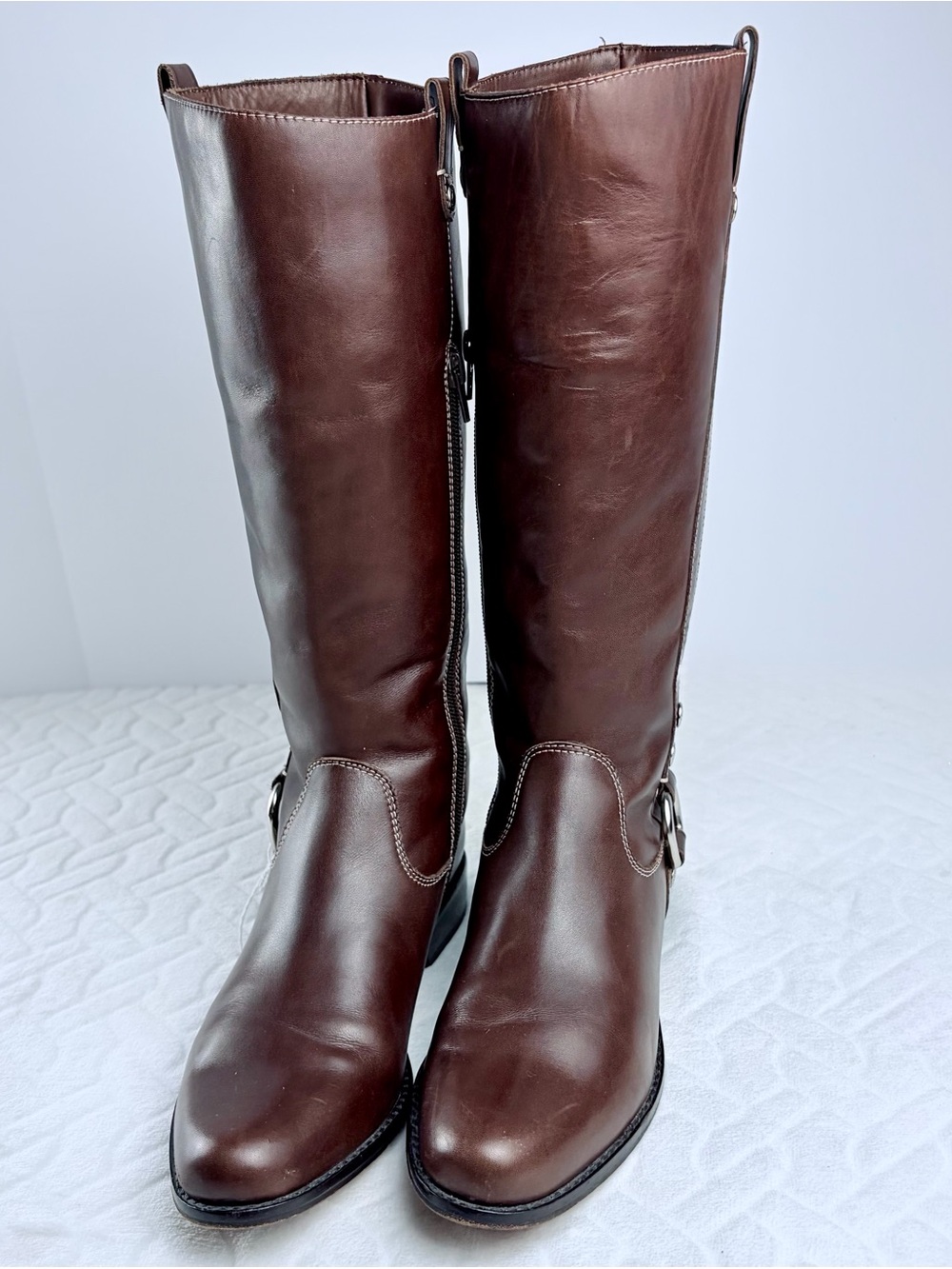 Vintage 2006 Leather Joan & David Size 6 Riding Boots Y2K Brown Equestrian Vibe